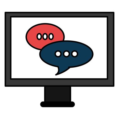 konuşma kabarcıkları ile monitör bilgisayar