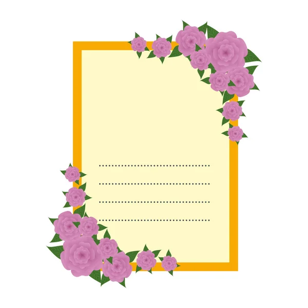 Carte postale avec décoration de fleurs et de feuilles — Image vectorielle