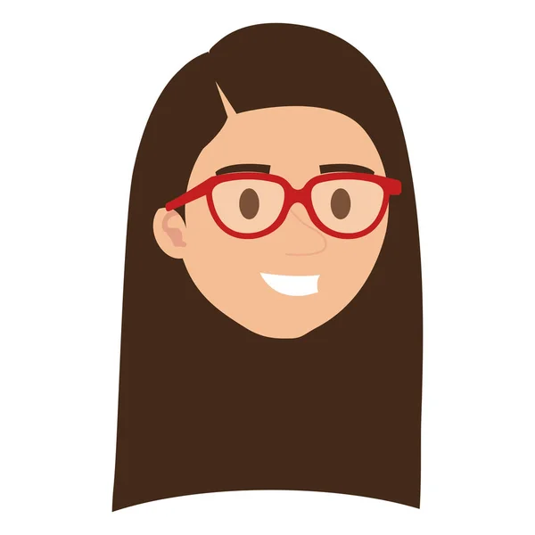 Junge Frau Kopf mit Brille Charakter — Stockvektor