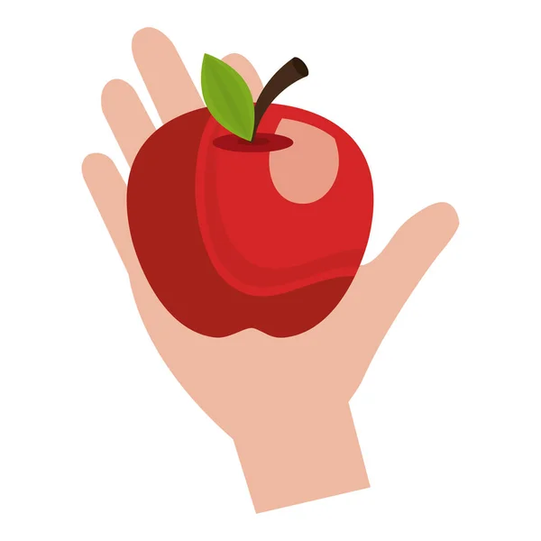 Hand with fresh apple — Stock Vector