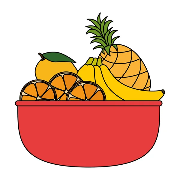 Tazón con frutas frescas alimentos saludables — Vector de stock