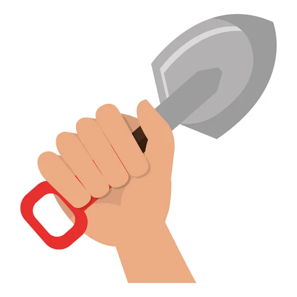 Hand with shovel tool — Stock Vector