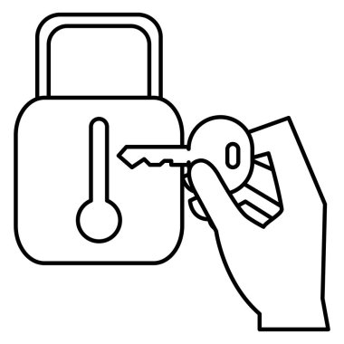 güvenli asma kilit ve anahtar ile el