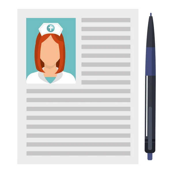 Sjuk sköterska Merit förteckningar med penna — Stock vektor