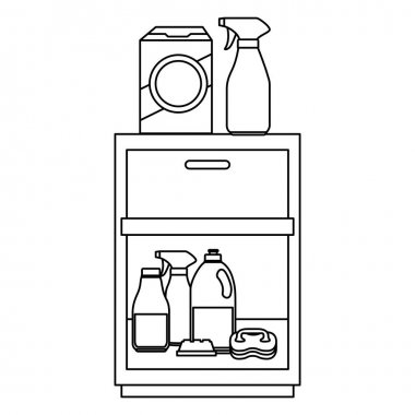 temizlik ürünleri ile çamaşır çekmecesi