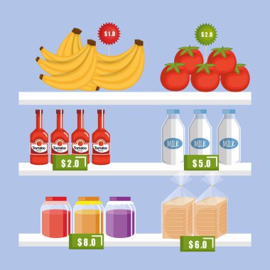 ürünleri ile süpermarket raf