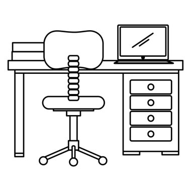 ofis çalışma masası ve dizüstü sahne ile
