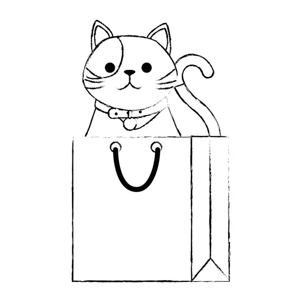 Милий талісман кота в торговому мішку персонажа — стоковий вектор