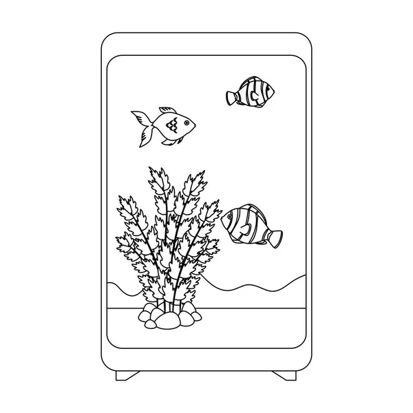 Прямоугольный аквариум с цветом рыбы — стоковый вектор