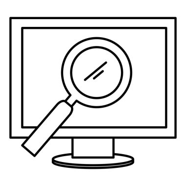 Büyüteç ile bilgisayar ekranı