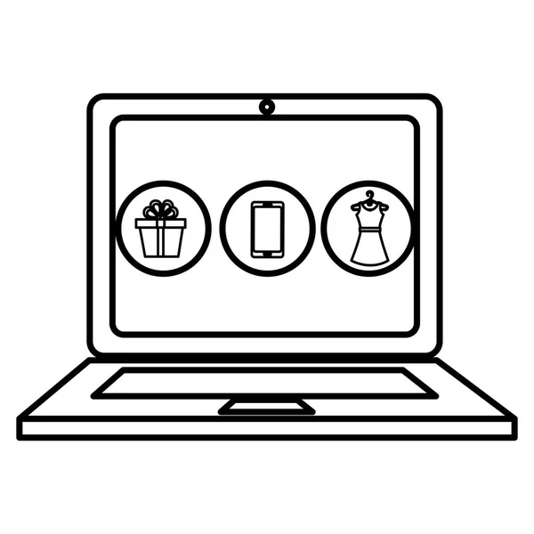 Elektronisk handel med laptop — Stock vektor