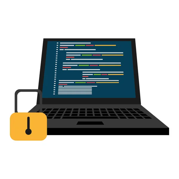 南京錠でラップトップ コンピューター — ストックベクタ
