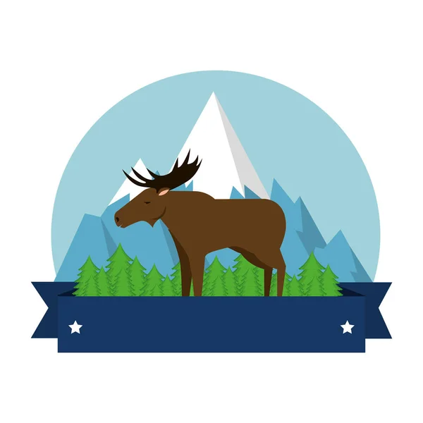 Canadian elk wild with mountains — Stock Vector