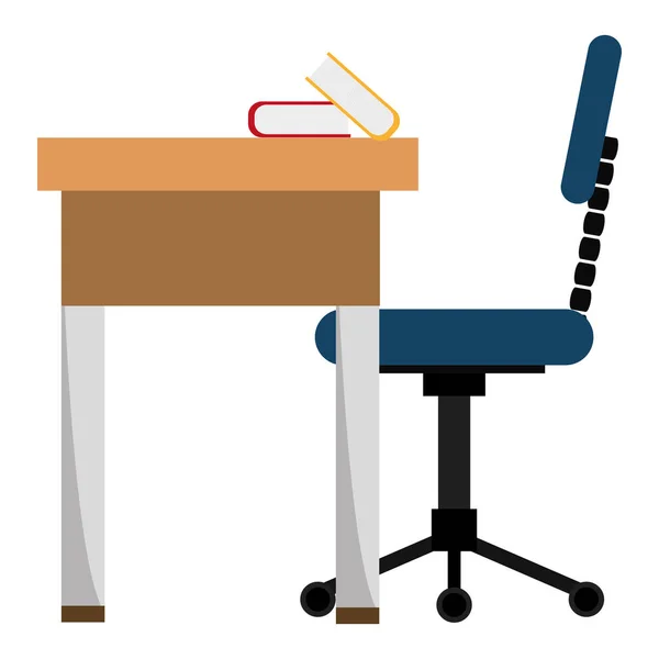 Lieu de travail avec bureau et chaise scène — Image vectorielle