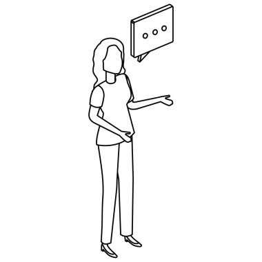 Genç kadın konuşma balonu ile söz