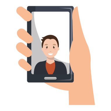 akıllı telefon karakteri ile işadamı