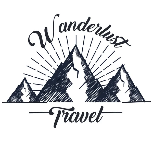 Snowy mountains to wanderlust travel adventure — Stock Vector