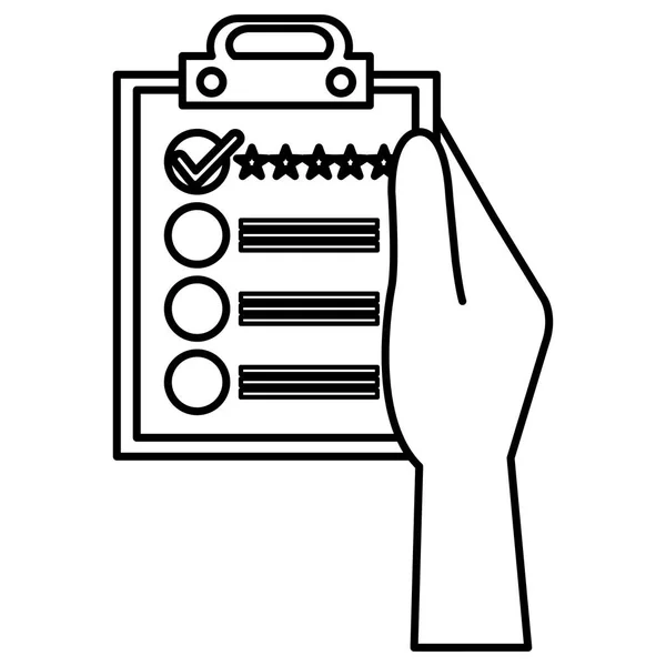 Hands with clipboard checklist — Stock Vector