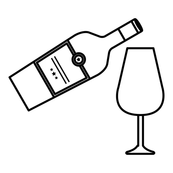 Bouteille de vin avec tasse — Image vectorielle