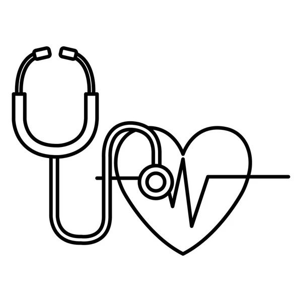 Cardio cardíaco com estetoscópio —  Vetores de Stock