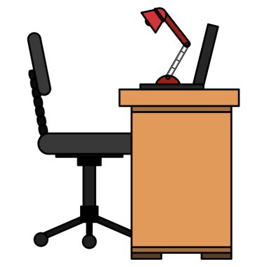 ofis çalışma masası ve dizüstü sahne ile