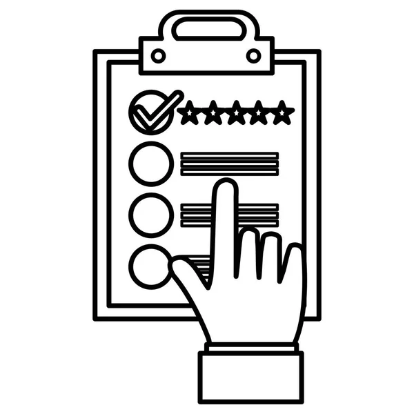 Hands with clipboard checklist — Stock Vector