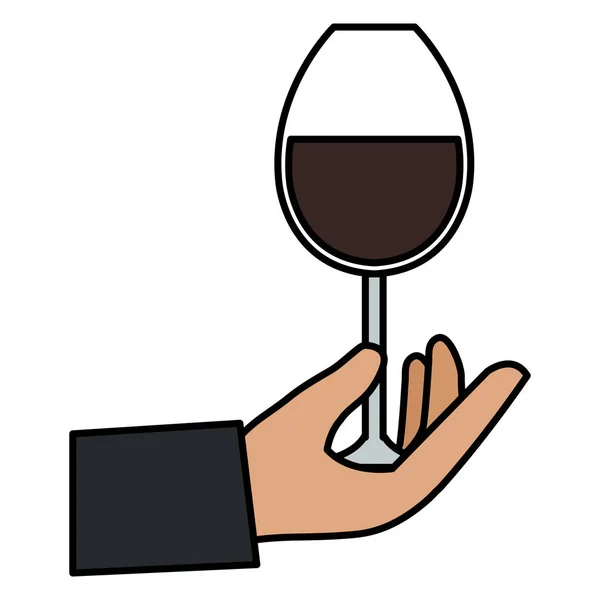 Hand with wine cup glass — Stock Vector