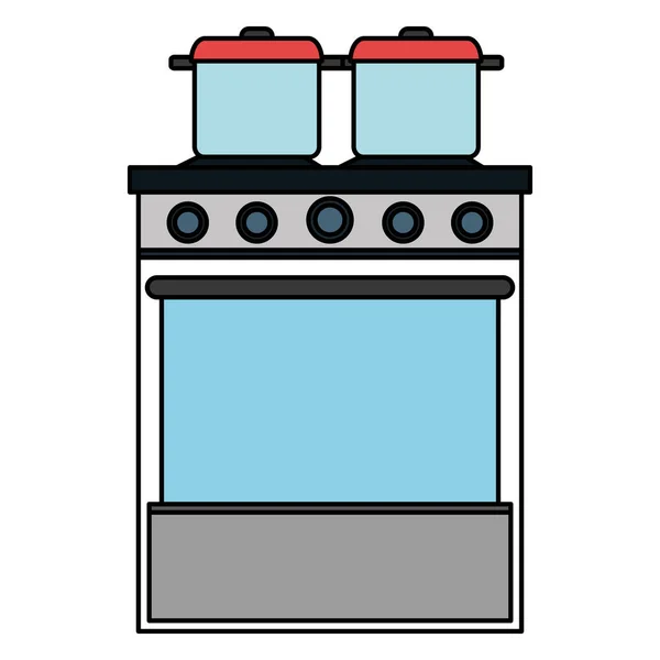 带锅的厨房烤箱 — 图库矢量图片