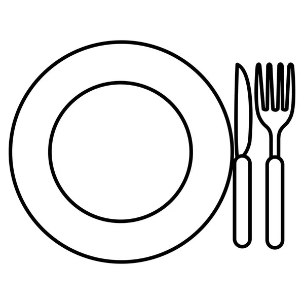 Dish with fork and knife — Stock Vector