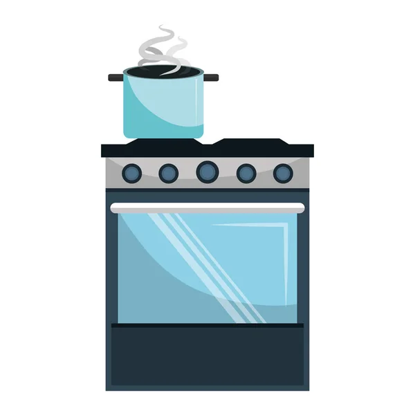 Kitchen oven with pot — Stock Vector