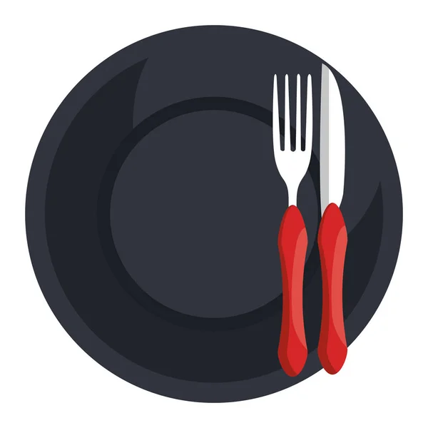 Посуд з виделкою і ножем — стоковий вектор