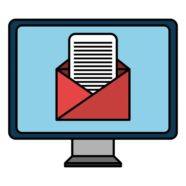 Moniteur ordinateur avec enveloppe mail — Image vectorielle
