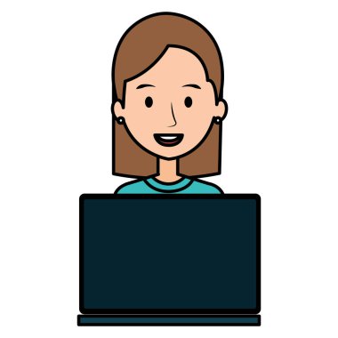 Dizüstü bilgisayar kullanan kadın