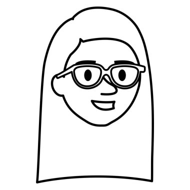 Gözlük karakteri ile genç kadın kafa