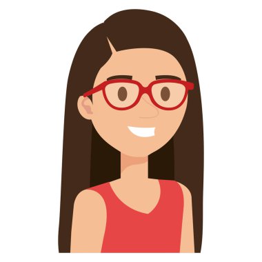 Gözlük karakteri ile genç kadın