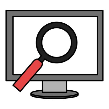 Büyüteç ile bilgisayar ekranı