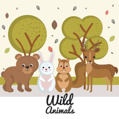 sevimli vahşi hayvan doğa fauna seti görüntü