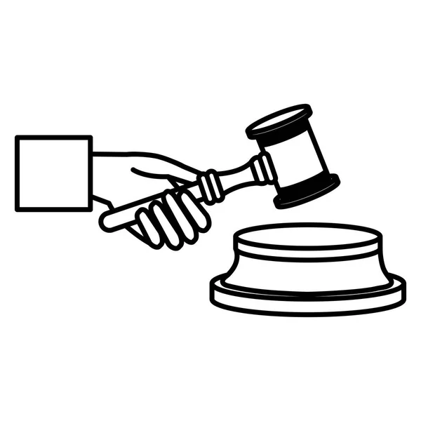 Richterhand mit Gerechtigkeitshammer — Stockvektor