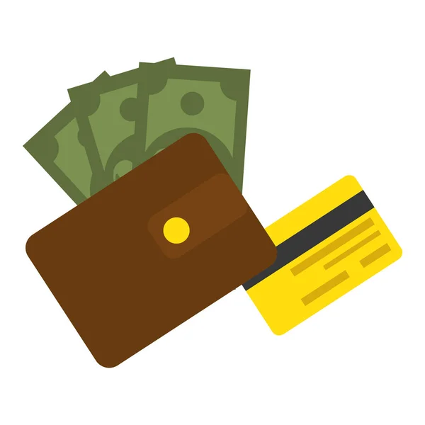 Dinero de la cartera con facturas y tarjeta de crédito — Archivo Imágenes Vectoriales
