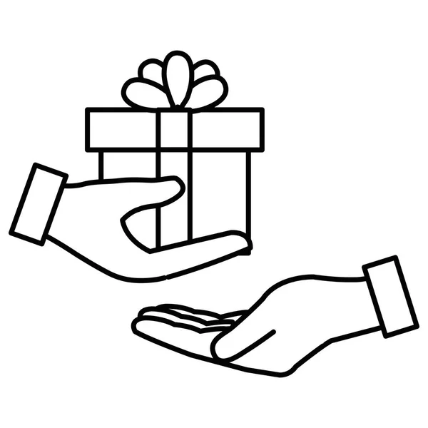 Hand mit Geschenkbox Geschenk — Stockvektor