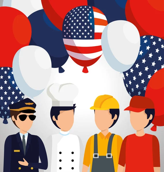 专业雇主与美国气球标志 — 图库矢量图片
