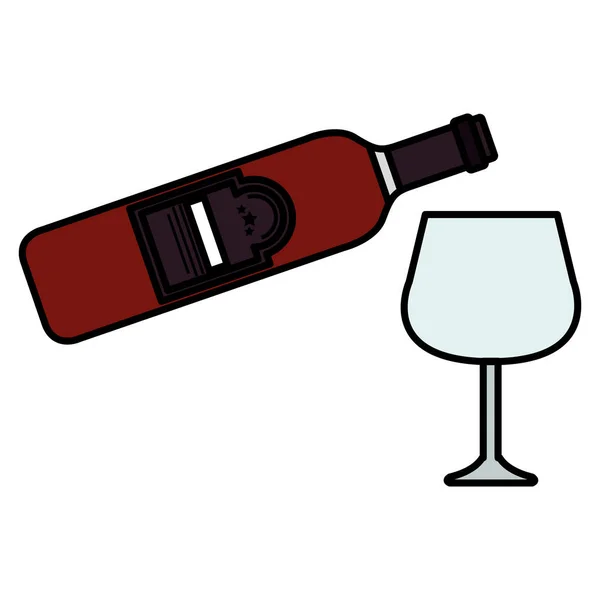 Вино бутылка с чашкой — стоковый вектор