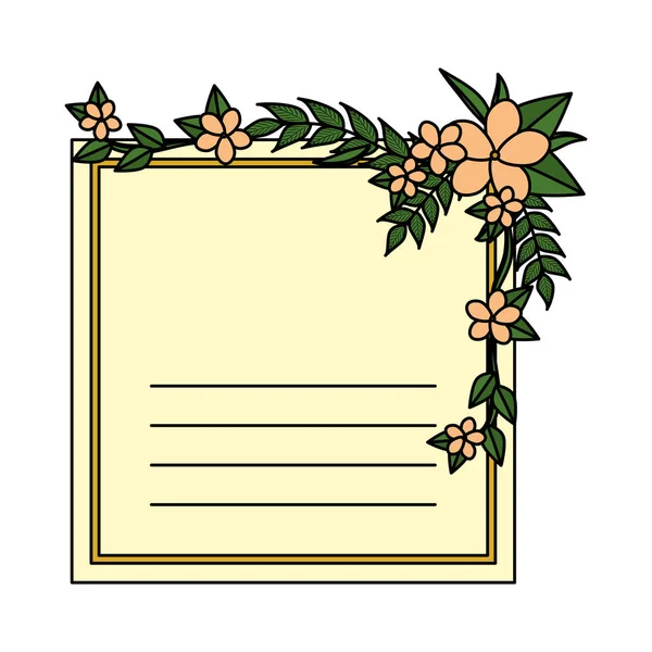 明信片与鲜花和叶子装饰 — 图库矢量图片