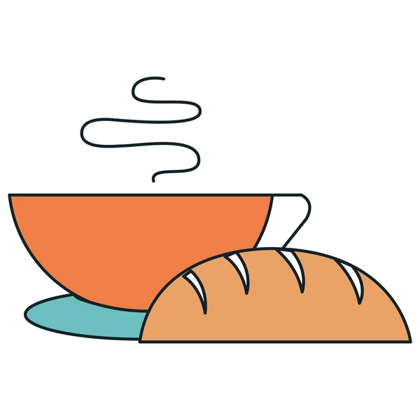 Heerlijk brood met koffie kopje — Stockvector
