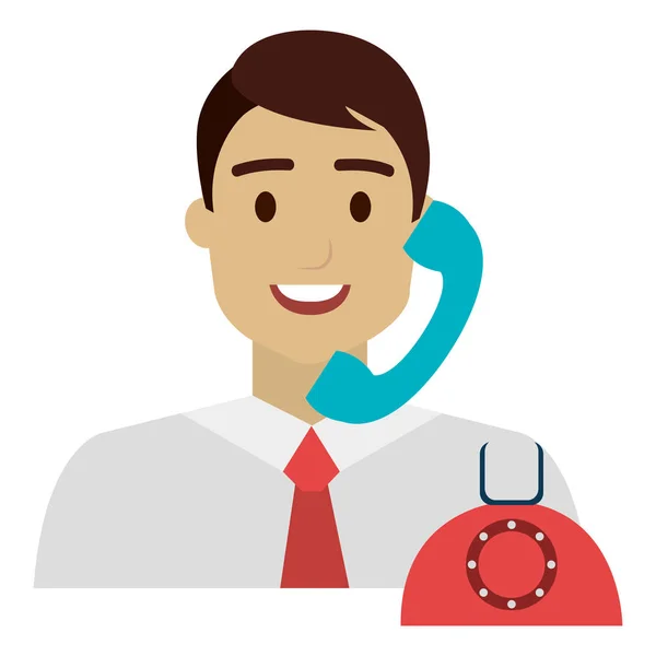 Call Center Agent mit Telefon — Stockvektor