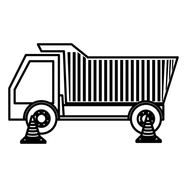 Vysadit náklaďák s kužele — Stockový vektor