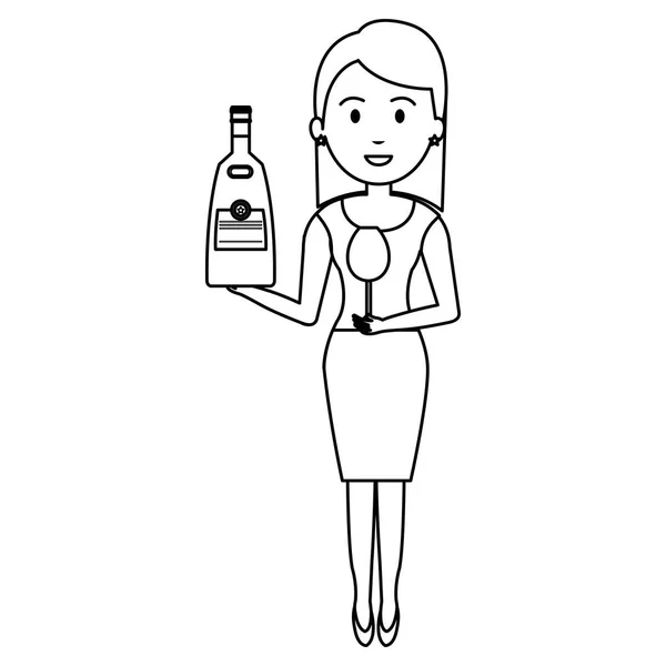 Kobieta z butelką whisky drink — Wektor stockowy