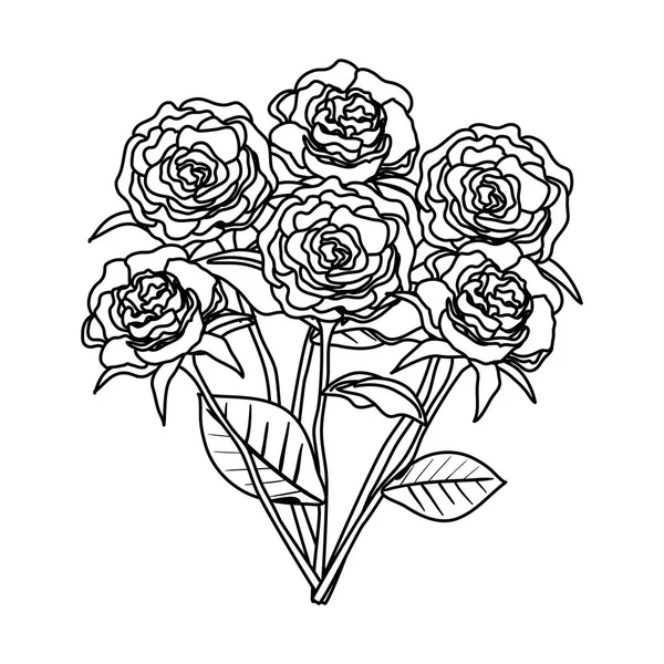 Hermosa decoración de rosas y hojas — Vector de stock