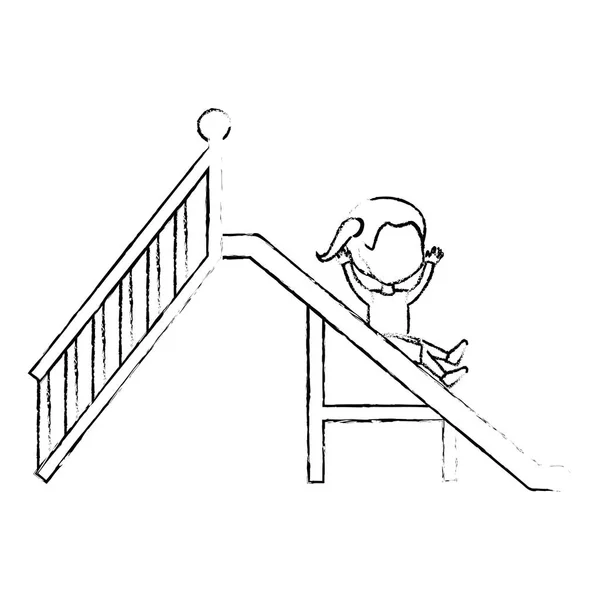 Niña jugando en el icono de la diapositiva del patio — Archivo Imágenes Vectoriales