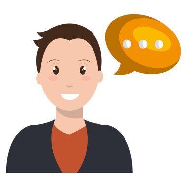 genç adamla konuşma balonu